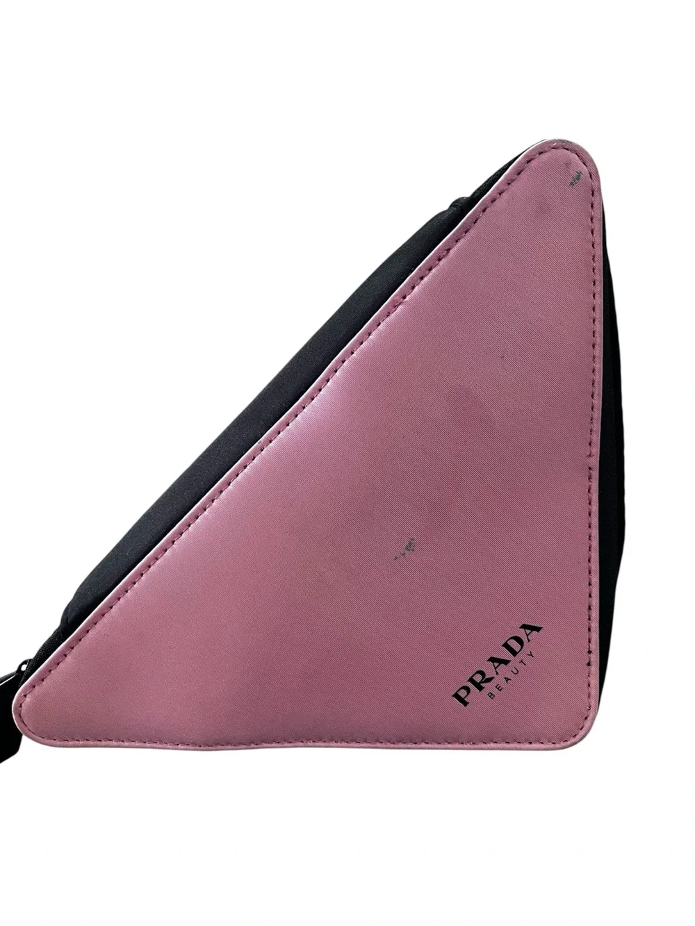 Prada Pink and Black Triangle Cosmetic Pouch